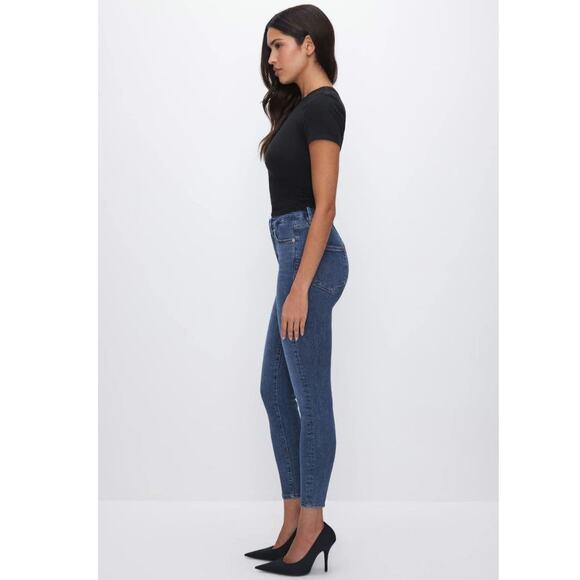 Good American Good Legs Skinny Cropped Ankle Jeans Blue Denim Size 6 Sculpting - Picture 4 of 14